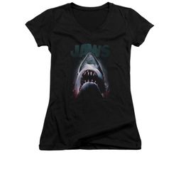 Jaws Shirt Juniors V Neck Terror In The Deep Black T-Shirt Jaws Shirt Juniors V Neck Terror In The Deep Black T-Shirt