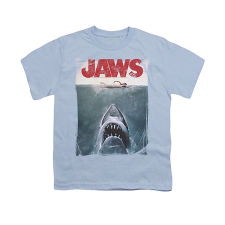 Jaws Shirt Kids Block Title Poster Light Blue T-Shirt