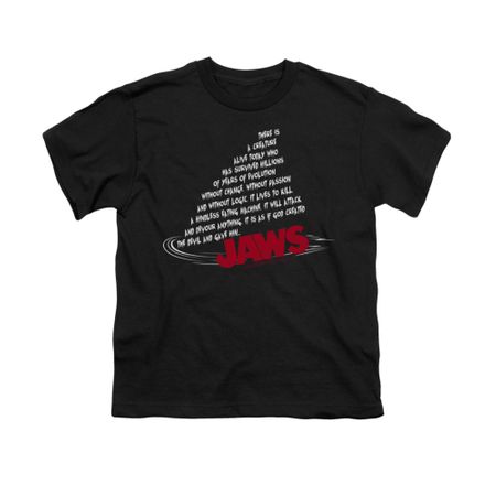 Jaws Shirt Kids Dorsal Text Black T-Shirt