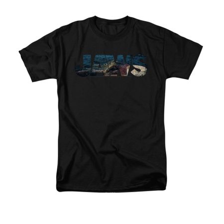 Jaws Shirt Logo Cut Out Black T-Shirt