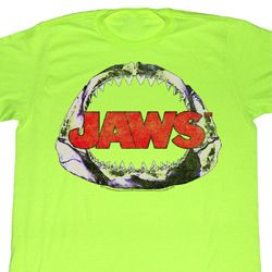 Jaws Shirt Neon Jawbone Adult Bright Green Tee T-Shirt Jaws Shirt Neon Jawbone Adult Bright Green Tee T-Shirt