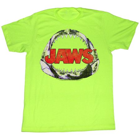 Jaws Shirt Neon Jawbone Adult Bright Green Tee T-Shirt