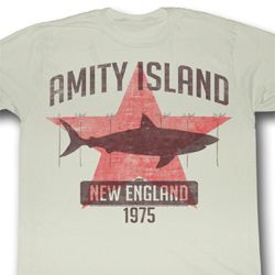 Jaws Shirt New England 1975 Adult Dirty White Tee T-Shirt Jaws Shirt New England 1975 Adult Dirty White Tee T-Shirt