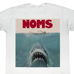 Jaws Shirt Noms Adult White Tee T-Shirt Jaws Shirt Noms Adult White Tee T-Shirt