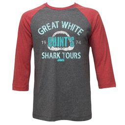 Jaws Shirt Raglan Shark Tours Grey/Red Shirt Jaws Shirt Raglan Shark Tours Grey/Red Shirt