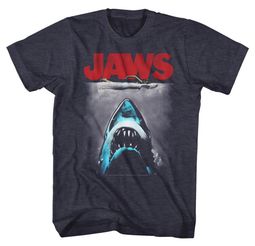 Jaws Shirt Red Movie Logo Heather Blue T-Shirt Jaws Shirt Red Movie Logo Heather Blue T-Shirt