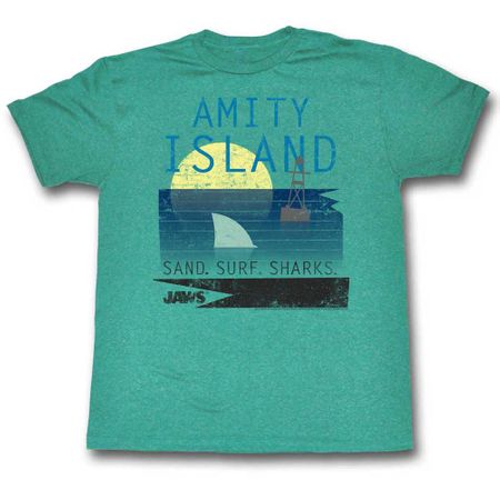 Jaws Shirt Sand Surf & Sharks Heather Jade T-Shirt