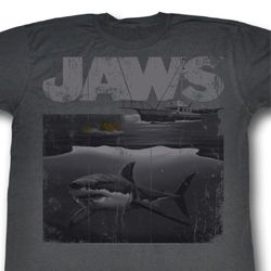 Jaws Shirt Shark Boat Adult Charcoal Tee T-Shirt Jaws Shirt Shark Boat Adult Charcoal Tee T-Shirt