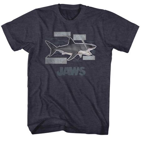 Jaws Shirt Shark Facts Charcoal Heather T-Shirt