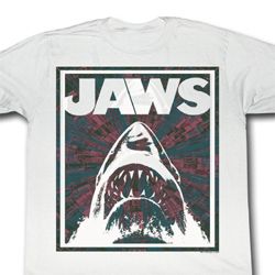 Jaws Shirt Shark Jaws Adult White Tee T-Shirt Jaws Shirt Shark Jaws Adult White Tee T-Shirt