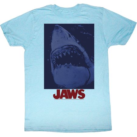 Jaws Shirt Shark Underwater Adult Light Blue Tee T-Shirt