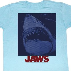 Jaws Shirt Shark Underwater Adult Light Blue Tee T-Shirt Jaws Shirt Shark Underwater Adult Light Blue Tee T-Shirt