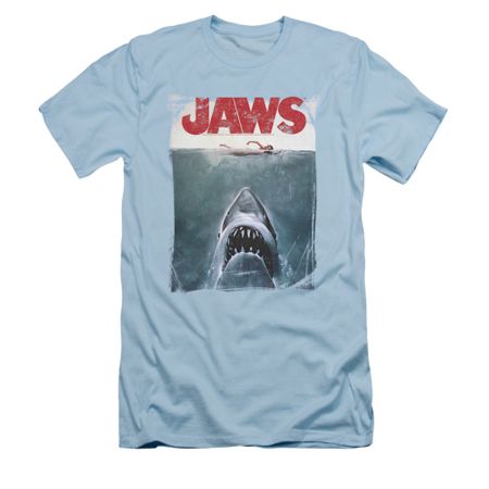 Jaws Shirt Slim Fit Block Title Poster Light Blue T-Shirt