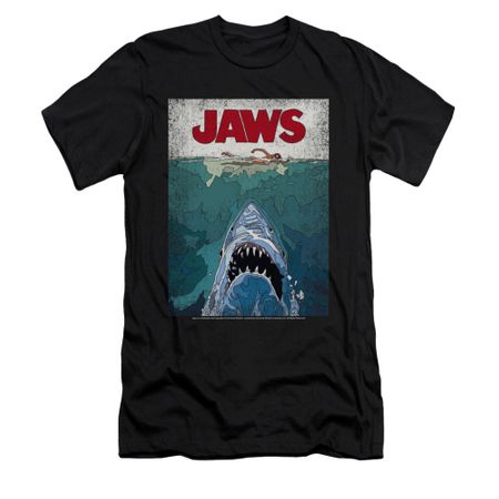Jaws Shirt Slim Fit Lined Poster Black T-Shirt