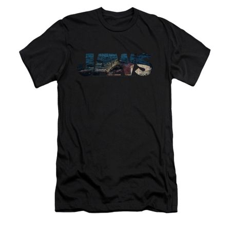 Jaws Shirt Slim Fit Logo Cut Out Black T-Shirt
