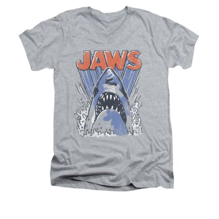 Jaws Shirt Slim Fit V-Neck Comic Splash Athletic Heather T-Shirt
