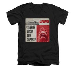 Jaws Shirt Slim Fit V-Neck Terror Black T-Shirt Jaws Shirt Slim Fit V-Neck Terror Black T-Shirt