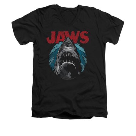 Jaws Shirt Slim Fit V-Neck Water Circle Black T-Shirt