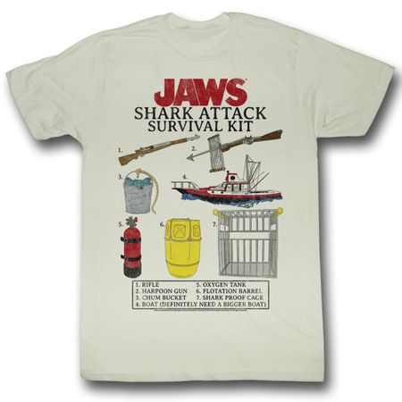 Jaws Shirt Survival Kit Adult Dirty White Tee T-Shirt