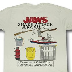 Jaws Shirt Survival Kit Adult Dirty White Tee T-Shirt Jaws Shirt Survival Kit Adult Dirty White Tee T-Shirt