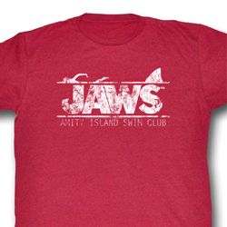 Jaws Shirt Swim Club Adult Red Heather Tee T-Shirt Jaws Shirt Swim Club Adult Red Heather Tee T-Shirt