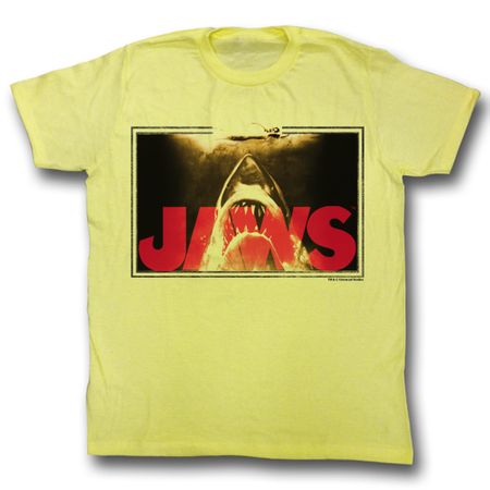 Jaws Shirt Swim Lines Adult Yellow Tee T-Shirt