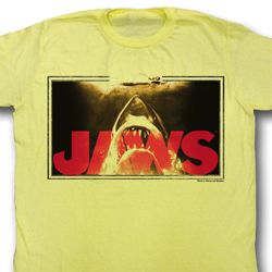Jaws Shirt Swim Lines Adult Yellow Tee T-Shirt Jaws Shirt Swim Lines Adult Yellow Tee T-Shirt