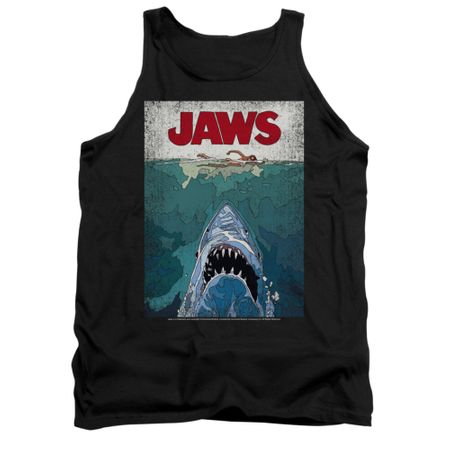 Jaws Shirt Tank Top Lined Poster Black Tanktop