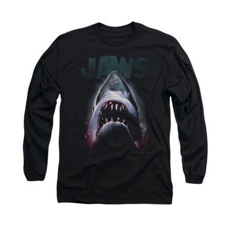 Jaws Shirt Terror In The Deep Long Sleeve Black Tee T-Shirt