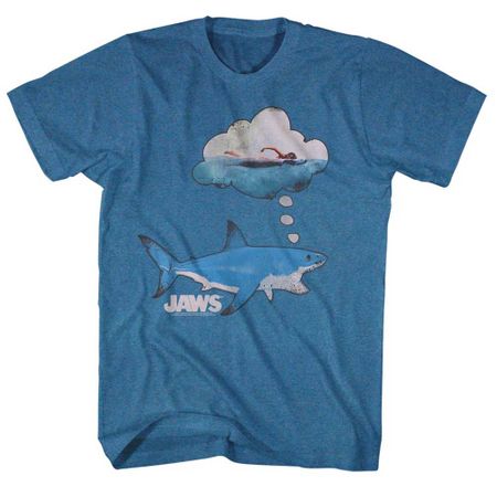 Jaws Shirt Thinking Of Food Heather Blue T-Shirt
