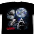 Jaws Shirt Three Shark Moon Adult Black Tee T-Shirt