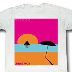 Jaws Shirt Visit Amity Island Adult White Tee T-Shirt Jaws Shirt Visit Amity Island Adult White Tee T-Shirt