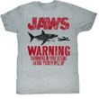 Jaws Shirt Warning Adult Heather Grey Tee T-Shirt