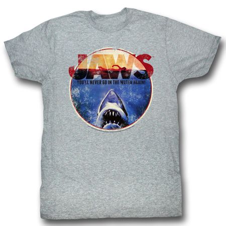 Jaws Shirt You Will Never Go In The Water Adult Grey Tee T-Shirt