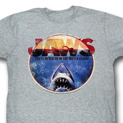 Jaws Shirt You Will Never Go In The Water Adult Grey Tee T-Shirt Jaws Shirt You Will Never Go In The Water Adult Grey Tee T-Shirt