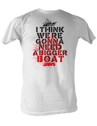 Jaws T-shirt Bigger Boat Classic Adult White Tee Shirt Jaws T-shirt Bigger Boat Classic Adult White Tee Shirt