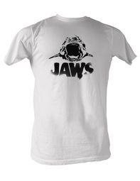 Jaws T-shirt Black Logo Classic Adult White Tee Shirt Jaws T-shirt Black Logo Classic Adult White Tee Shirt