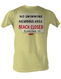 Jaws T-shirt Hazardous Classic Adult Yellow Tee Shirt Jaws T-shirt Hazardous Classic Adult Yellow Tee Shirt