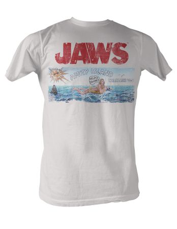 Jaws T-shirt Jaws Island Classic Adult White Tee Shirt