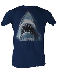 Jaws T-Shirt Jaws Shark Head Logo Adult Navy Tee Shirt Jaws T-Shirt Jaws Shark Head Logo Adult Navy Tee Shirt