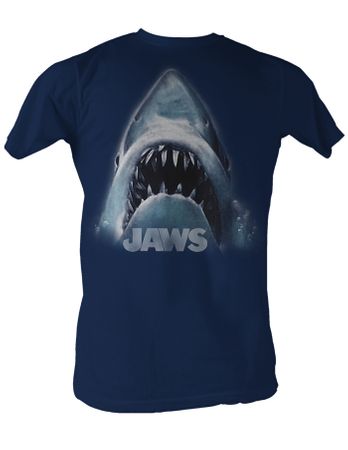 Jaws T-Shirt Jaws Shark Head Logo Adult Navy Tee Shirt