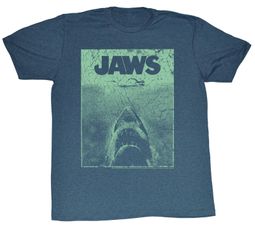 Jaws T-shirt Movie Green Jaws Adult Blue Heather Tee Shirt Jaws T-shirt Movie Green Jaws Adult Blue Heather Tee Shirt