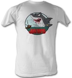 Jaws T-shirt Movie GRRR Adult White Tee Shirt Jaws T-shirt Movie GRRR Adult White Tee Shirt