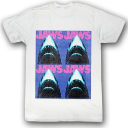 Jaws T-shirt Movie Shark Jaws4 Adult White Tee Shirt Jaws T-shirt Movie Shark Jaws4 Adult White Tee Shirt
