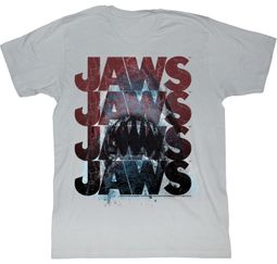 Jaws T-shirt Movie Shark JawsJawsJawsJaws Adult Silver Tee Shirt Jaws T-shirt Movie Shark JawsJawsJawsJaws Adult Silver Tee Shirt