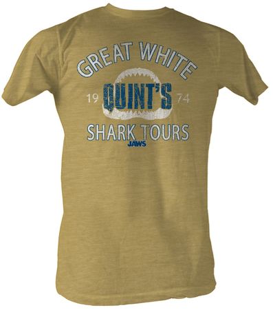 Jaws T-shirt Movie Shark Shark Tour 2 Adult Sand Heather Tee Shirt