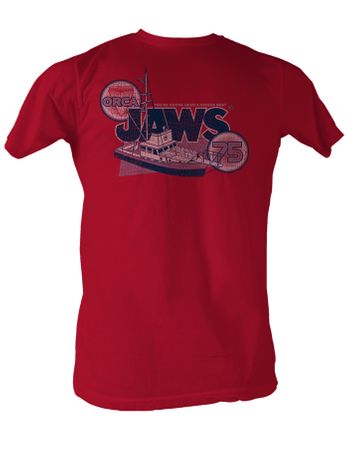 Jaws T-shirt Orca 75 Bigger Boat Classic Adult Red Tee Shirt
