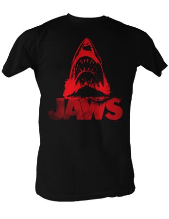 Jaws T-shirt Red Jaws Classic Adult Black Tee Shirt