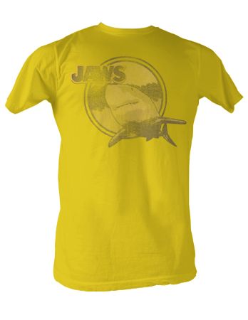 Jaws T-shirt Yellow Jaws Classic Adult Yellow Tee Shirt