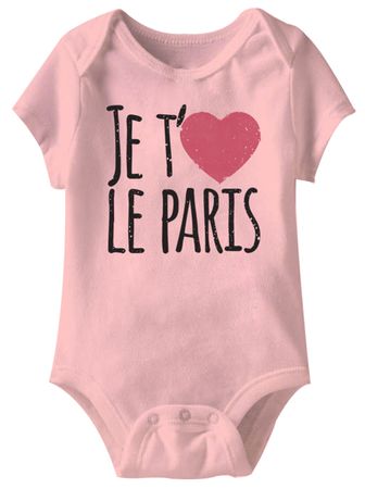 Je T'aime Le Paris  Funny Baby Romper Pink Infant Babies Creeper